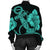 Hawaiian Anchor Poly Tribal Hibiscus Polynesian Bomber Jacket Turquoise - AH - Polynesian Pride