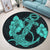 Hawaiian Anchor Poly Tribal Hibiscus Polynesian Round Carpet Turquoise - AH - Polynesian Pride