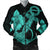 Hawaiian Anchor Poly Tribal Hibiscus Polynesian Bomber Jacket Turquoise - AH Black Unisex - Polynesian Pride