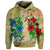 Custom Hawaiian Blue and Red Hibiscus Polynesian Hoodie - Polynesian Pride