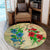 Hawaiian Blue And Red Hibiscus Polynesian Round Carpet - AH - Polynesian Pride