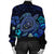 Hawaiian Blue Ocean Honu And Flowers Bomber Jacket AH - Polynesian Pride