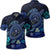 Hawaiian Blue Ocean Honu and Flowers Polo Shirt Unisex Black - Polynesian Pride