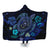 Hawaiian Blue Ocean Honu And Flowers Hooded Blanket AH Hooded Blanket White - Polynesian Pride