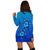 Hawaiian Blue Turtle and Hibiscus Polynesian Hoodie Dress - AH - Polynesian Pride