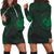 Hawaiian Coat Of Arms Turtle Polynesian Hoodie Dress Green AH Black - Polynesian Pride