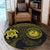 Hawaiian Coat Of Arms Turtle Polynesian Round Carpet Yellow AH - Polynesian Pride