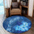 Hawaiian Dolphin Hibiscus Tropic Blue Polynesian Round Carpet - AH - Polynesian Pride