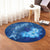 Hawaiian Dolphin Hibiscus Tropic Blue Polynesian Round Carpet - AH - Polynesian Pride