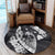 Hawaiian Fish Hook Hibiscus Banzai Surfing Polynesian Round Carpet - AH - Polynesian Pride