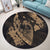 Hawaiian Fish Hook Hibiscus Banzai Surfing Polynesian Round Carpet Gold - AH - Polynesian Pride