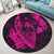 Hawaiian Fish Hook Hibiscus Banzai Surfing Polynesian Round Carpet Pink - AH - Polynesian Pride