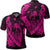 Hawaiian Fish Hook Hibiscus Banzai Surfing Polynesian Polo Shirt Pink Unisex Black - Polynesian Pride