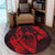 Hawaiian Fish Hook Hibiscus Banzai Surfing Polynesian Round Carpet Red - AH - Polynesian Pride