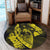 Hawaiian Fish Hook Hibiscus Banzai Surfing Polynesian Round Carpet Yellow - AH - Polynesian Pride