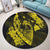 Hawaiian Fish Hook Hibiscus Banzai Surfing Polynesian Round Carpet Yellow - AH - Polynesian Pride