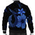 Hawaiian Fish Hook Hibiscus Plumeria Polynesian Bomber Jacket - Blue - AH - Polynesian Pride