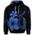 Hawaiian Fish Hook Hibiscus Plumeria Polynesian Hoodie Blue - Polynesian Pride