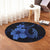 Hawaiian Fish Hook Hibiscus Plumeria Polynesian Round Carpet - Blue - AH - Polynesian Pride