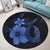 Hawaiian Fish Hook Hibiscus Plumeria Polynesian Round Carpet - Blue - AH - Polynesian Pride