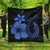 Hawaiian Fish Hook Hibiscus Plumeria Polynesian Premium Quilts - Blue - AH Black - Polynesian Pride