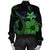 Hawaiian Fish Hook Hibiscus Plumeria Polynesian Bomber Jacket - Green - AH - Polynesian Pride