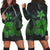 Hawaiian Fish Hook Hibiscus Plumeria Polynesian Hoodie Dress - Green - AH Black - Polynesian Pride