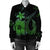 Hawaiian Fish Hook Hibiscus Plumeria Polynesian Bomber Jacket - Green - AH - Polynesian Pride