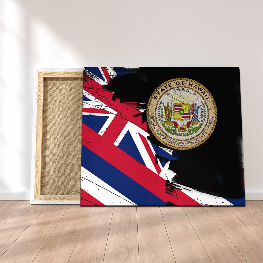 Hawaiian Flag Coat Of Arms Of Hawaii Polynesian Canvas - Classic Style Canvas Poly-cotton - Polynesian Pride