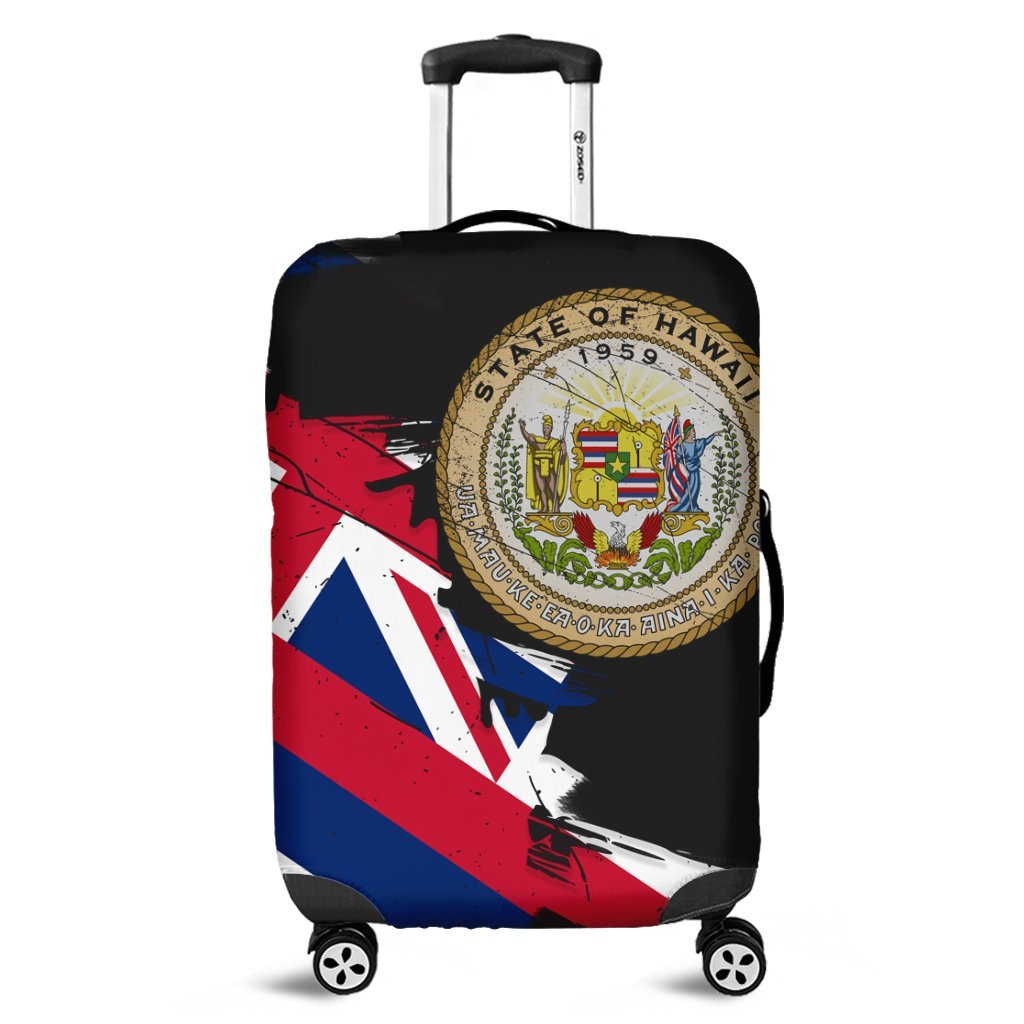 Hawaiian Flag Coat Of Arms Of Hawaii Polynesian Luggage Covers - Classic Style Black - Polynesian Pride