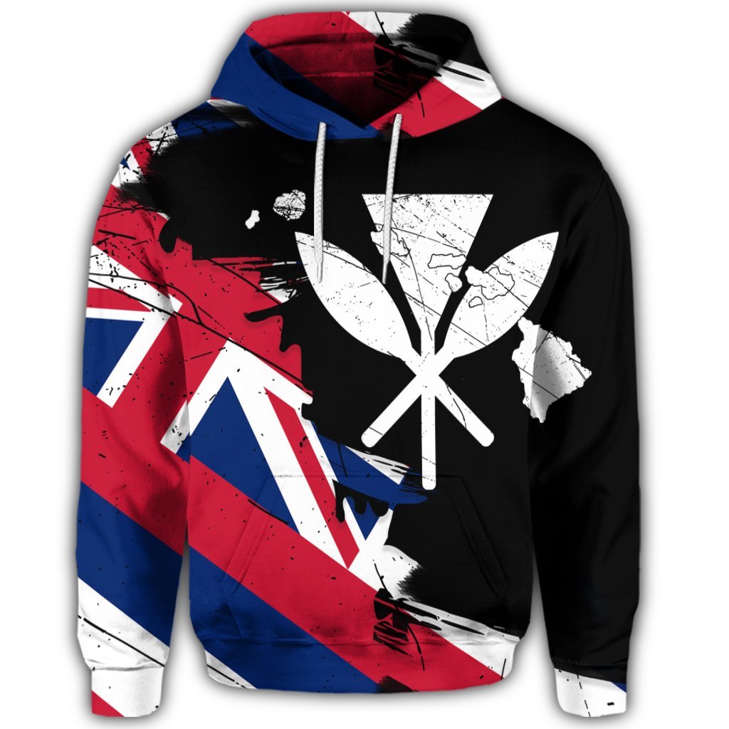 Hawaiian Flag Hawaiian Map Kanaka Polynesian Hoodie Classic Style - Polynesian Pride