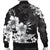 Hawaiian Hibiscus Black And White Polynesian Bomber Jacket - AH - Polynesian Pride