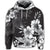 Hawaiian Hibiscus Black and White Polynesian Hoodie - Polynesian Pride