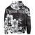 Custom Hawaiian Hibiscus Black and White Polynesian Hoodie - Polynesian Pride