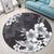 Hawaiian Hibiscus Black And White Polynesian Round Carpet - AH - Polynesian Pride