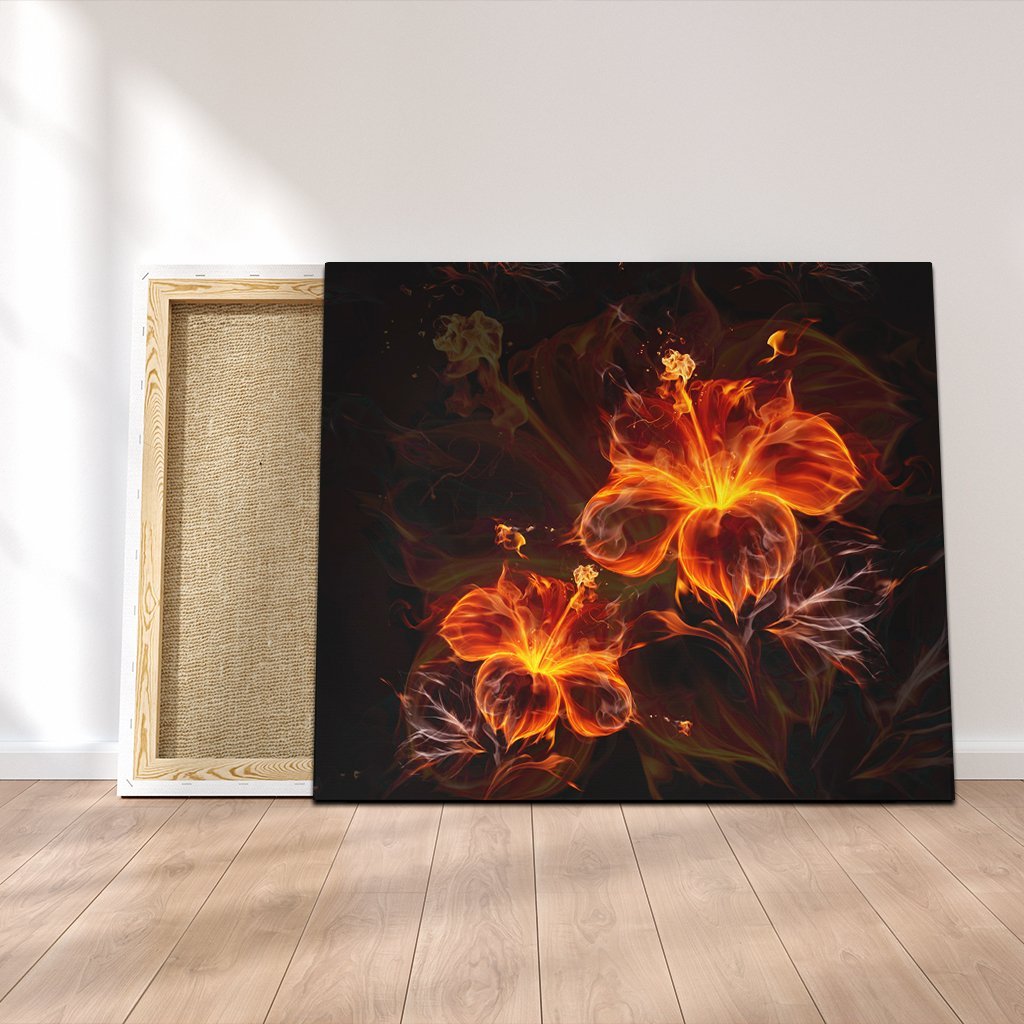 Hawaiian Hibiscus Fire Polynesian Canvas - AH Canvas Poly-cotton - Polynesian Pride