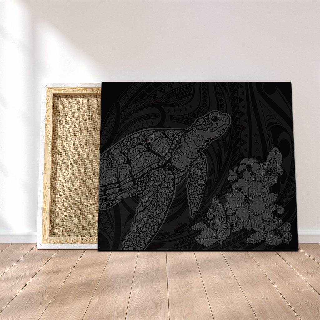 Hawaiian Hibiscus Memory Turtle Polynesian Canvas Gray - AH Canvas Poly-cotton - Polynesian Pride