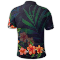 Hawaiian Hibiscus Palm Tree Background Polynesian Polo Shirt - Polynesian Pride