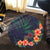 Hawaiian Hibiscus Palm Tree Background Polynesian Round Carpet - AH - Polynesian Pride