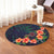 Hawaiian Hibiscus Palm Tree Background Polynesian Round Carpet - AH - Polynesian Pride