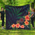 Hawaiian Hibiscus Palm Tree Background Polynesian Premium Quilts - AH Black - Polynesian Pride