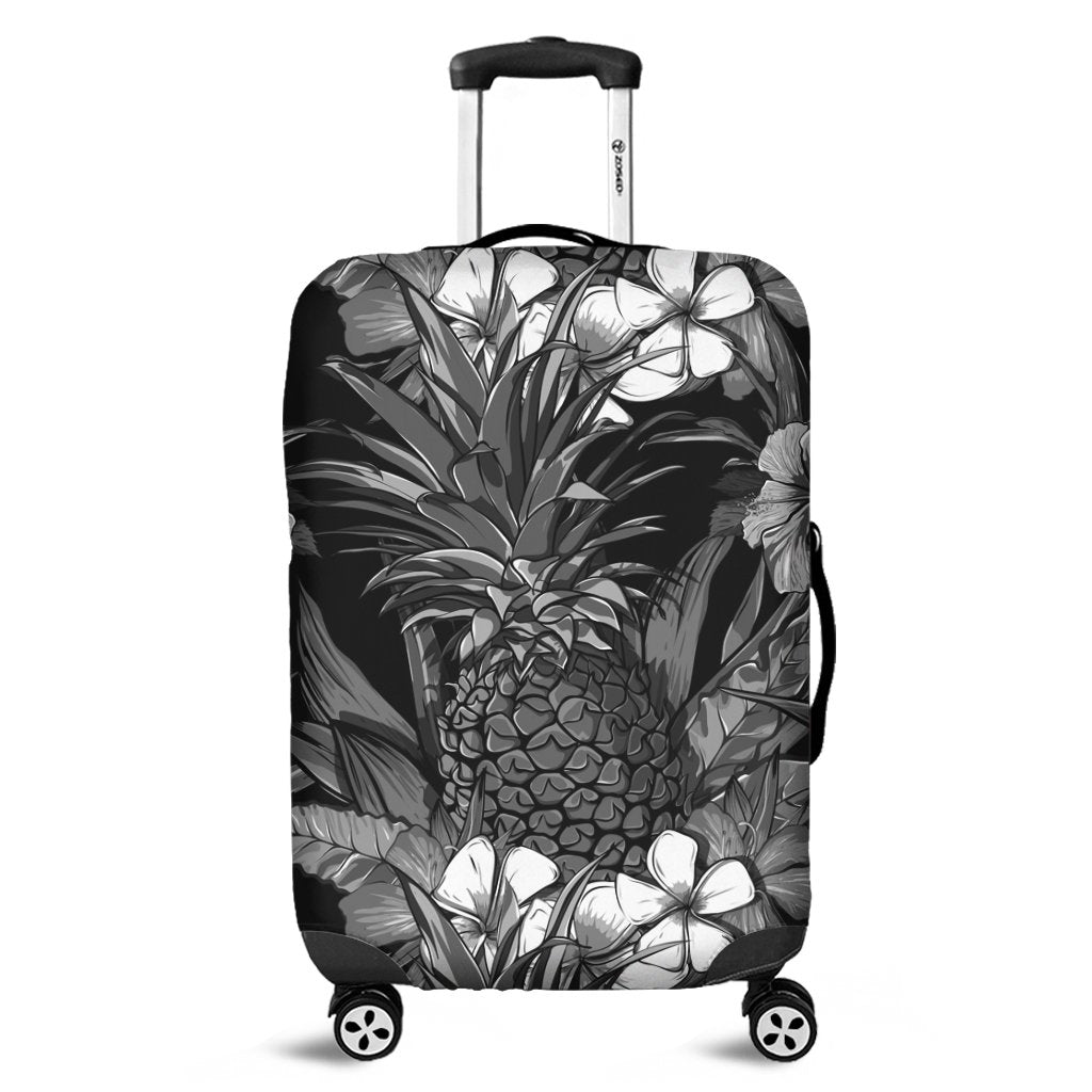 Hawaiian Hibiscus Plumeria And Pineapple Polynesian Luggage Covers - AH Black - Polynesian Pride