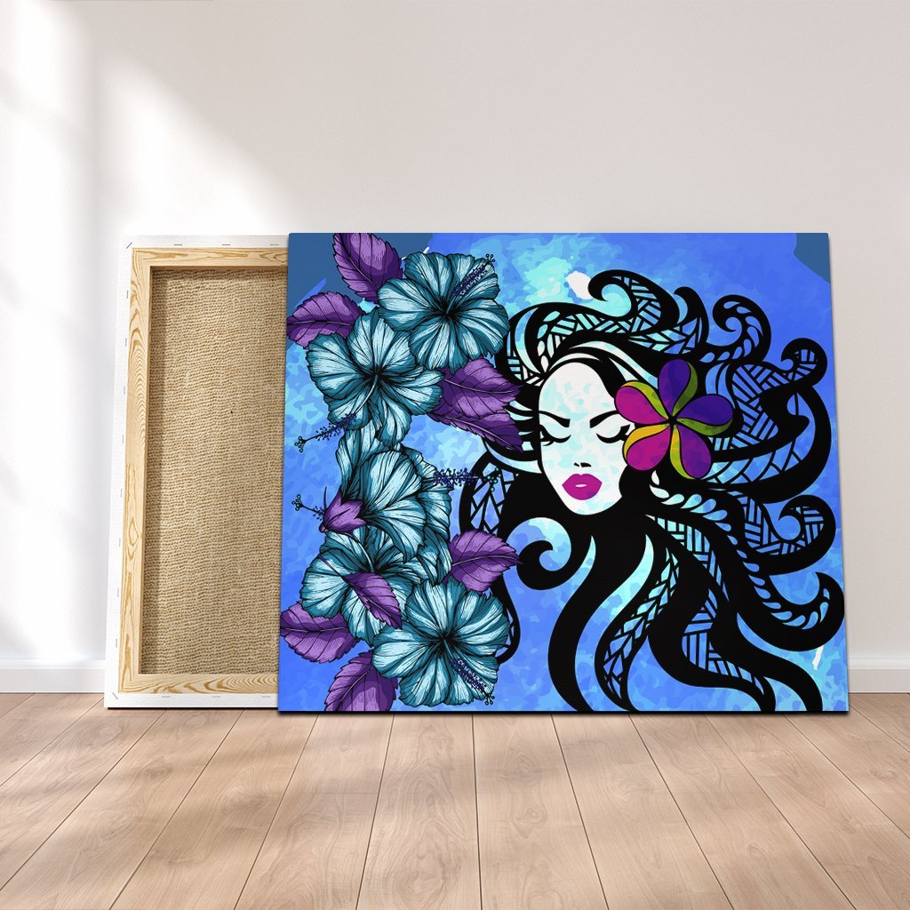 Hawaiian Hibiscus Plumeria Hula Girl Polynesian Canvas - AH Canvas Poly-cotton - Polynesian Pride