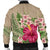 Hawaiian Hibiscus Plumeria Palm Leaves Lauhala Background Polynesian Bomber Jacket - AH - Polynesian Pride