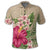 Hawaiian Hibiscus Plumeria Palm Leaves Lauhala Background Polynesian Polo Shirt - Polynesian Pride