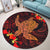 Hawaiian Hibiscus Plumeria Red Big Turtle Polynesian Round Carpet - AH - Polynesian Pride