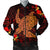 Hawaiian Hibiscus Plumeria Red Big Turtle Polynesian Bomber Jacket - AH Black Unisex - Polynesian Pride