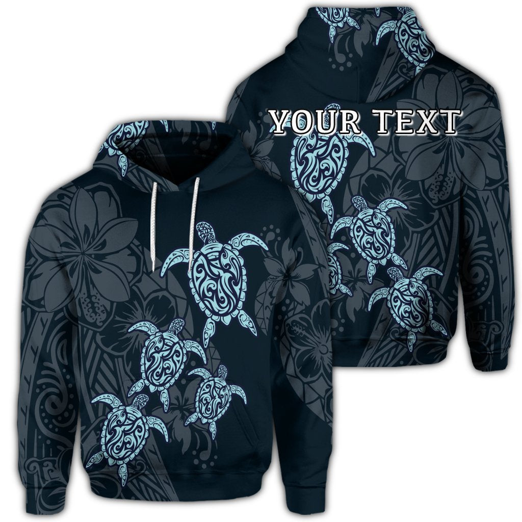 Custom Hawaiian Hibiscus Plumeria Sea Turtle Polynesian Hoodie Unisex Art - Polynesian Pride