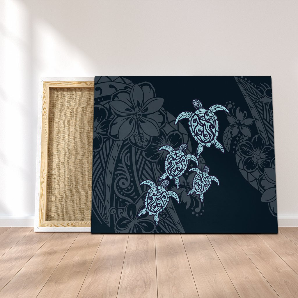 Hawaiian Hibiscus Plumeria Sea Turtle Polynesian Canvas - AH Canvas Poly-cotton - Polynesian Pride