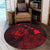 Hawaiian Hibiscus Sea Turtle Swim Polynesian Round Carpet - Red - AH - Polynesian Pride